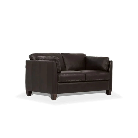 Matias Chocolate Leather Loveseat Model 55011 By ACME Furniture