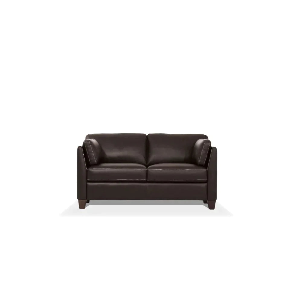 Matias Chocolate Leather Loveseat Model 55011 By ACME Furniture