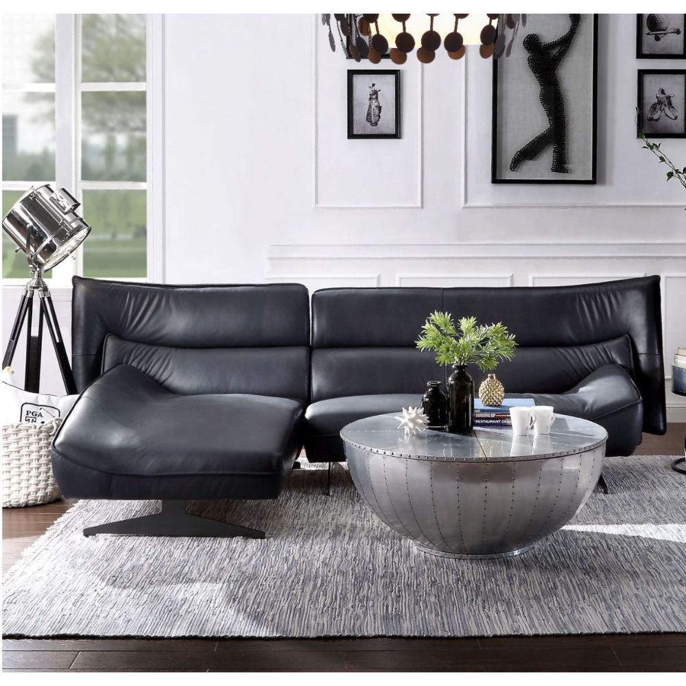 ACME Maeko Dark Gray Top Grain Leather Maeko Sectional Sofa Model 55060