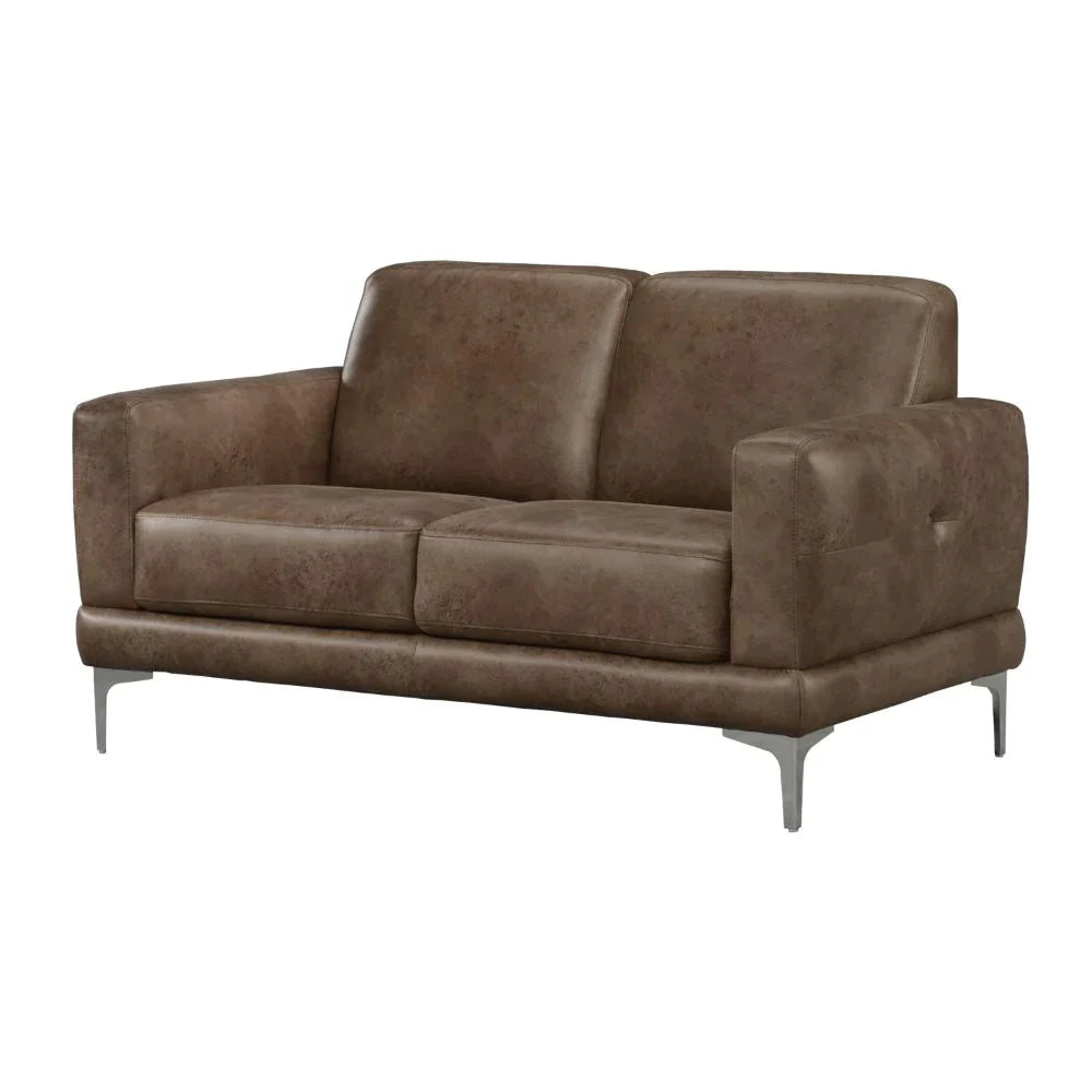 Reagan 2-Tone Mocha Polished Microfiber Loveseat Model 55086 By ACME Furniture