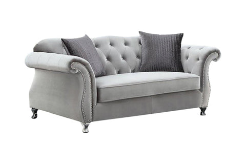 Coaster Frostine Button Tufted Sofa Silver Model 551161