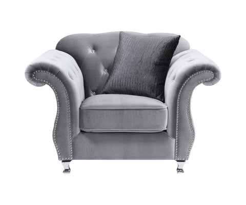 Coaster Frostine Button Tufted Sofa Silver Model 551161