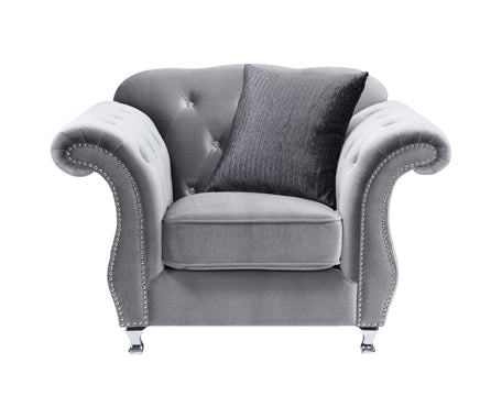 Coaster Frostine Button Tufted Sofa Silver Model 551161