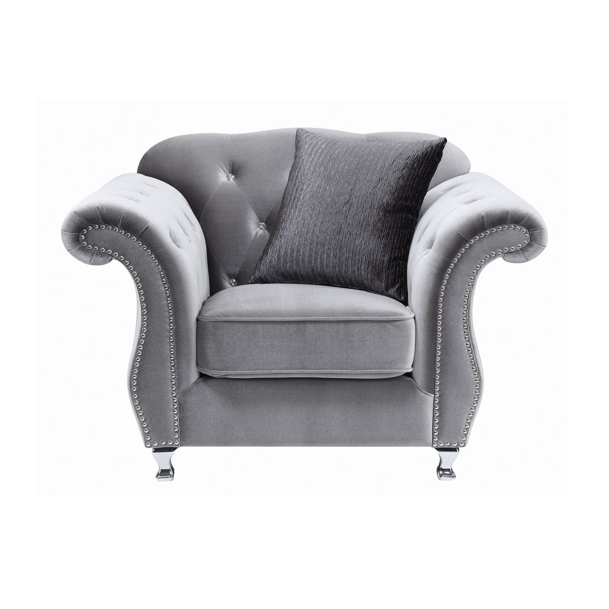 Coaster Frostine Button Tufted Chair Silver Model 551163