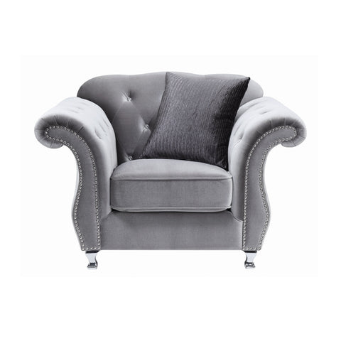 Coaster Frostine Button Tufted Chair Silver Model 551163
