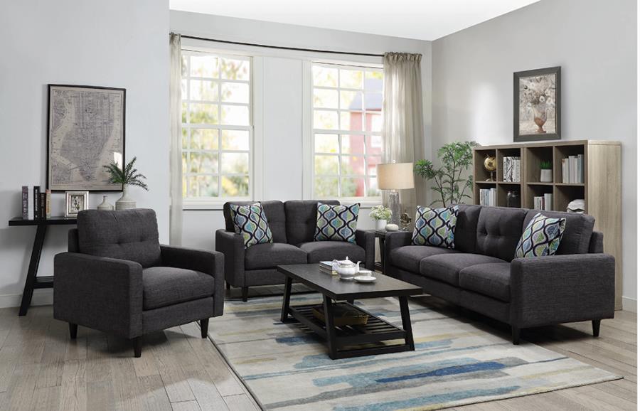 Coaster Watsonville 3-piece Cushion Back Living Room Set Grey Model 552001-S3