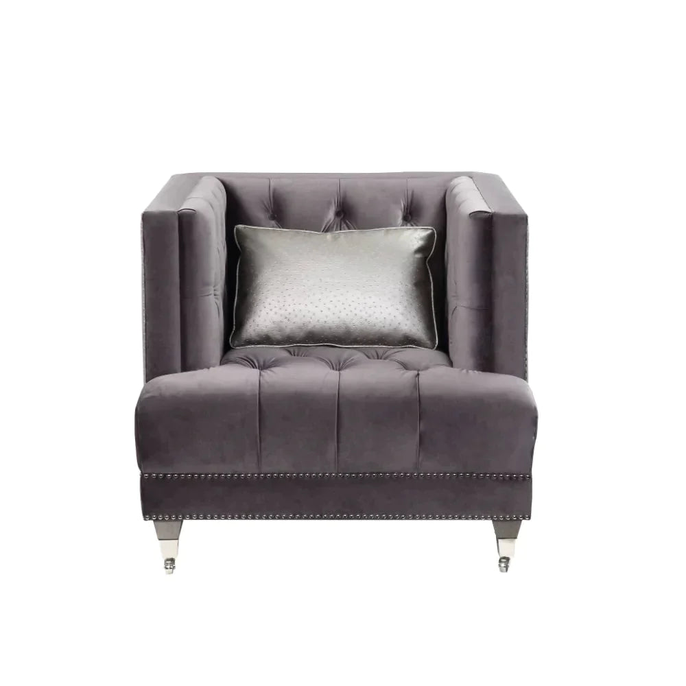 Hegio Gray Velvet Chair Model 55267 By ACME Furniture