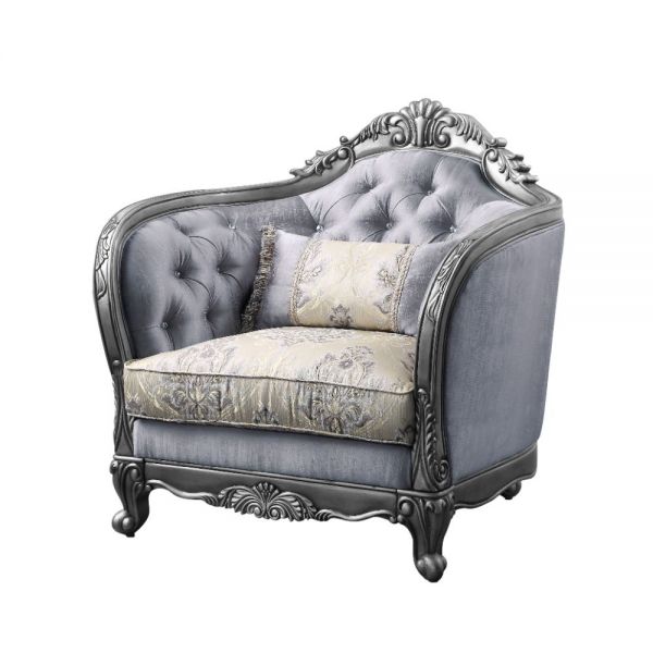 Ariadne Fabric & Platinum Chair Model 55347 By ACME Furniture