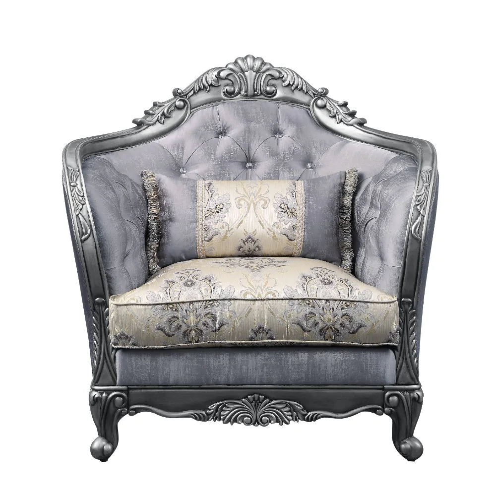 Ariadne Fabric & Platinum Chair Model 55347 By ACME Furniture
