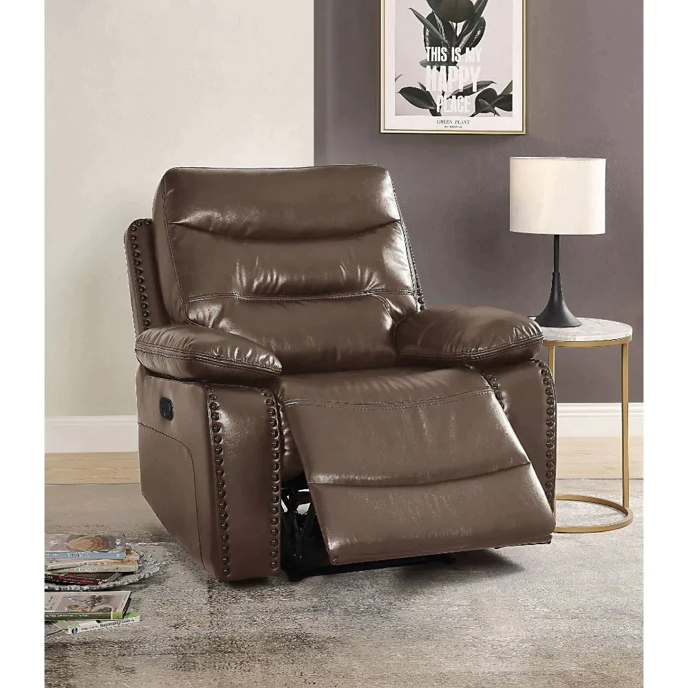 Aashi Brown Leather-Gel Match Recliner Model 55422 By ACME Furniture
