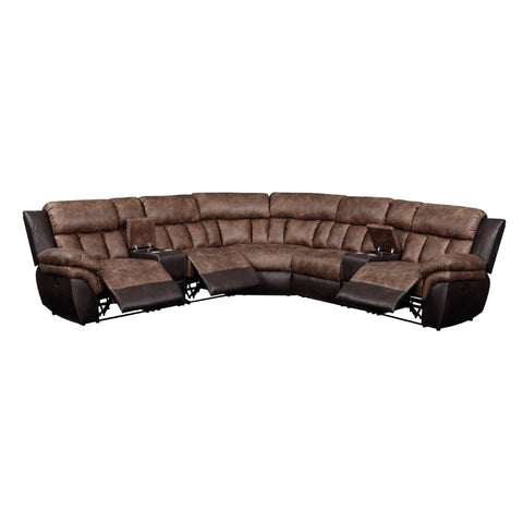 ACME Jaylen Toffee & Espresso Polished Microfiber Jaylen Sectional Sofa Model 55430