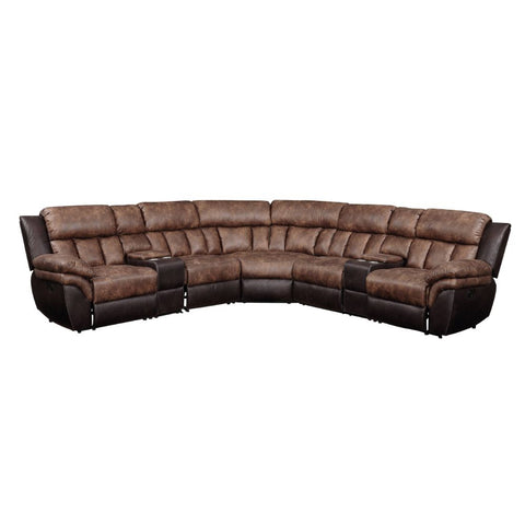 ACME Jaylen Toffee & Espresso Polished Microfiber Jaylen Sectional Sofa Model 55430