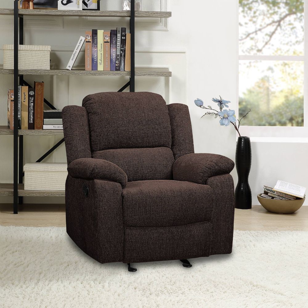 Madden Brown Chenille Glider Recliner Model 55447 By ACME Furniture