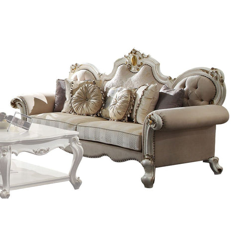 ACME Picardy Fabric & Antique Pearl Finish Picardy Sofa Model 55460