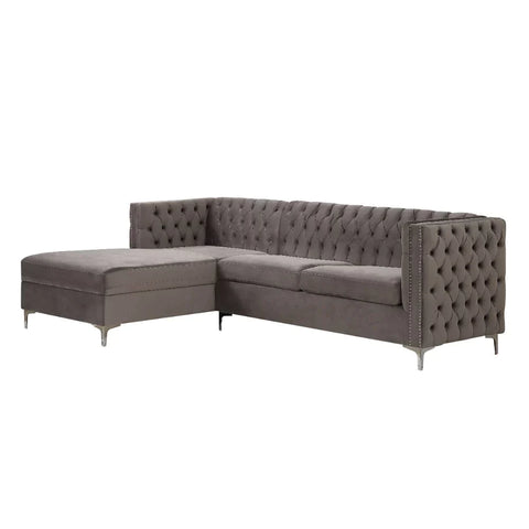 Sullivan Gray Velvet Sectional Sofa Model 55495 By ACME Furniture