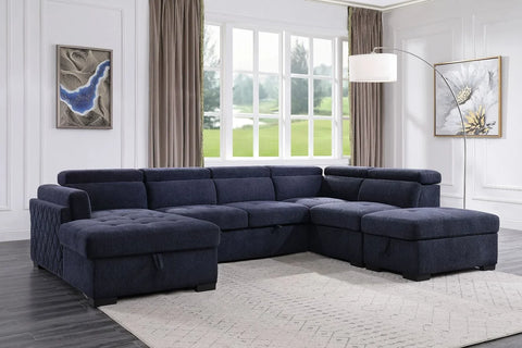 Nekoda Navy Blue Fabric Sectional Sofa Model 55520 By ACME Furniture