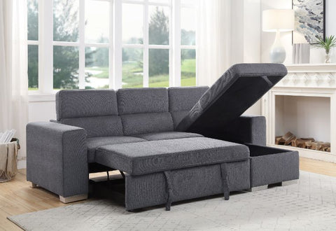 ACME Natalie Gray Chenille Natalie Sectional Sofa Model 55530