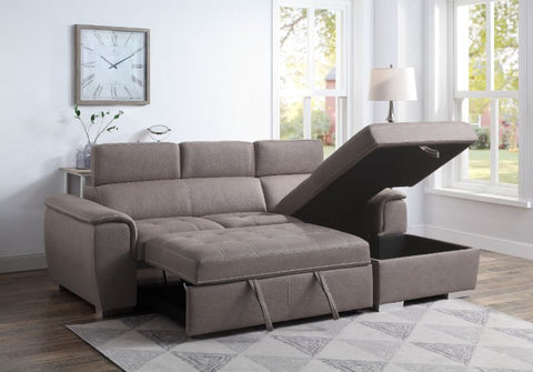 ACME Haruko Light Brown Fabric Haruko Sectional Sofa Model 55535