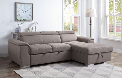 ACME Haruko Light Brown Fabric Haruko Sectional Sofa Model 55535