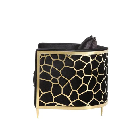 Fergal Black Velvet & Gold Finish Chair Model 55667 By ACME Furniture