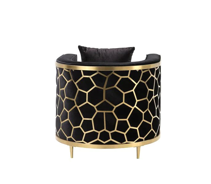 Fergal Black Velvet & Gold Finish Chair Model 55667 By ACME Furniture