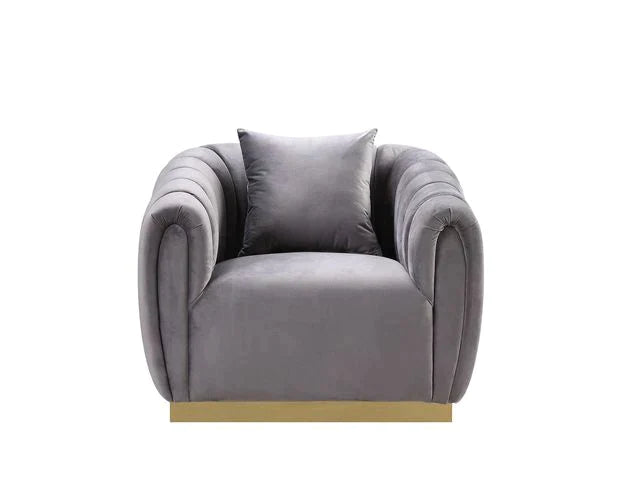 Elchanon Gray Velvet & Gold Finish Sofa Model 55672 By ACME Furniture