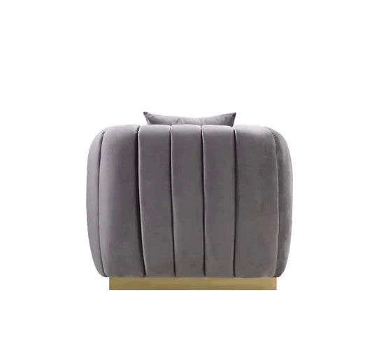 Elchanon Gray Velvet & Gold Finish Sofa Model 55672 By ACME Furniture