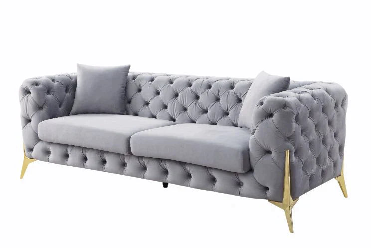 Jelanea Gray Velvet & Gold Finish Sofa Model 56115 By ACME Furniture