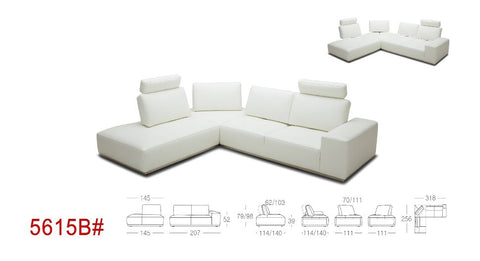 Divani Casa Martha Modern White Leather Right Facing Sectional Sofa Model VGKK5615B-M2827
