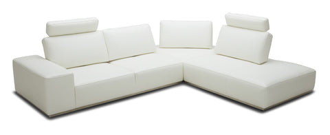 Divani Casa Martha Modern White Leather Right Facing Sectional Sofa Model VGKK5615B-M2827