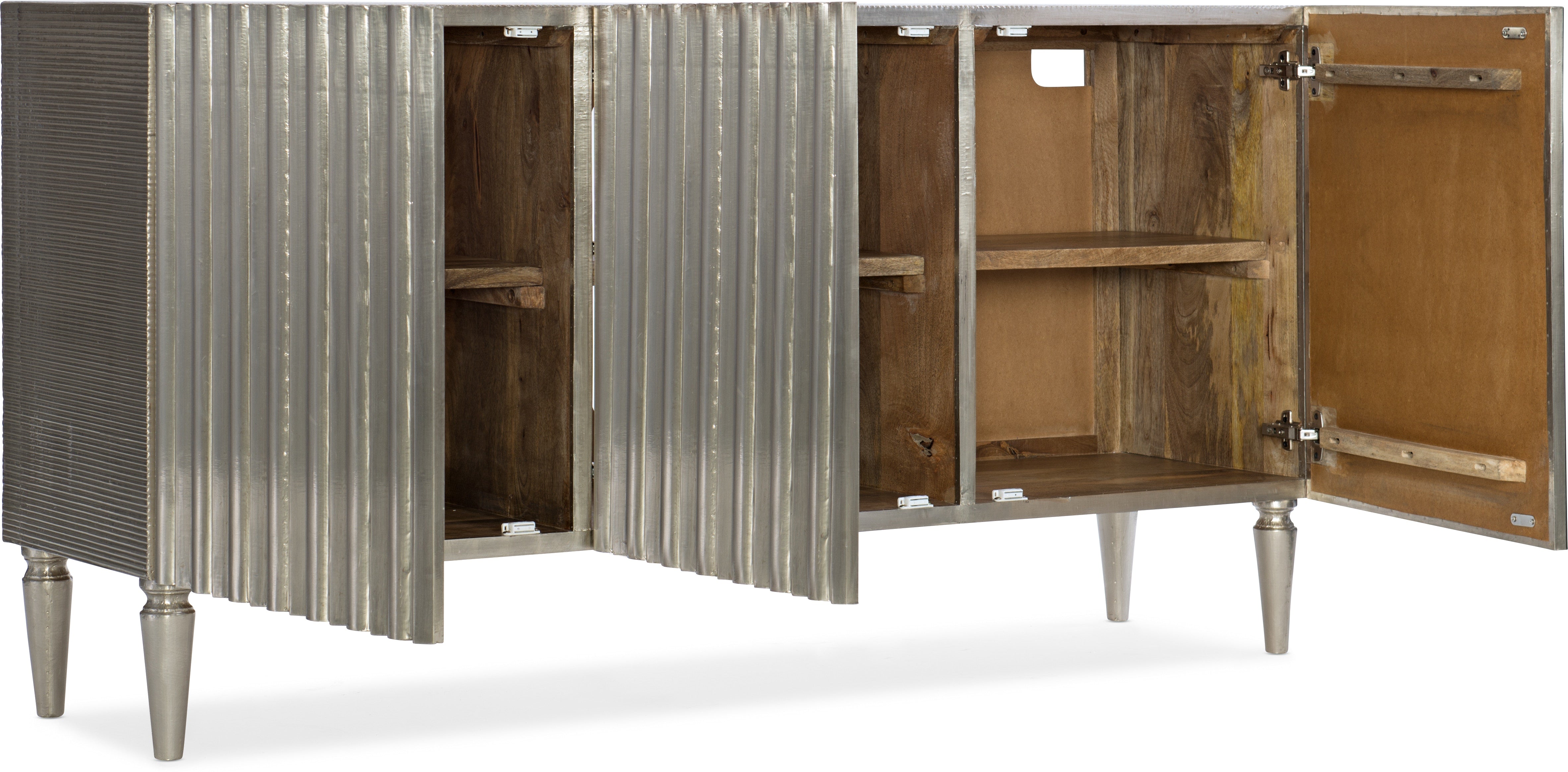 Hooker Furniture Home Entertainment German Silver Entertainment Console