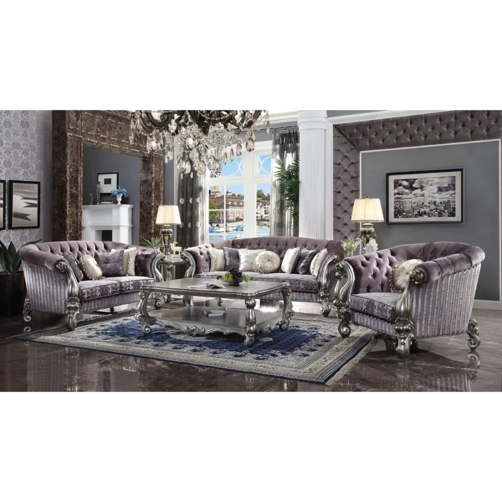 Versailles Velvet & Antique Platinum Sofa Model 56825 By ACME Furniture