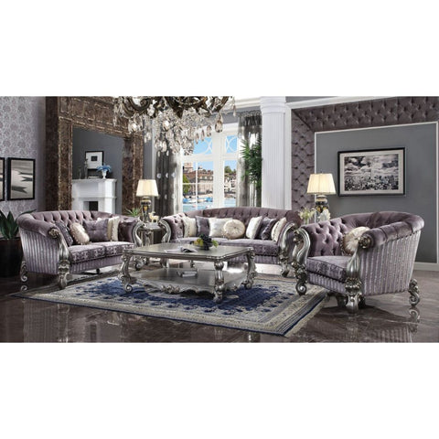 ACME Versailles Velvet & Antique Platinum Versailles Sofa Model 56825