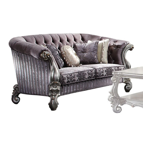 Versailles Velvet & Antique Platinum Loveseat Model 56826 By ACME Furniture