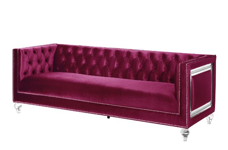 ACME Heibero Burgundy Velvet Heibero Sofa Model 56895