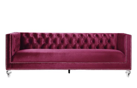 ACME Heibero Burgundy Velvet Heibero Sofa Model 56895