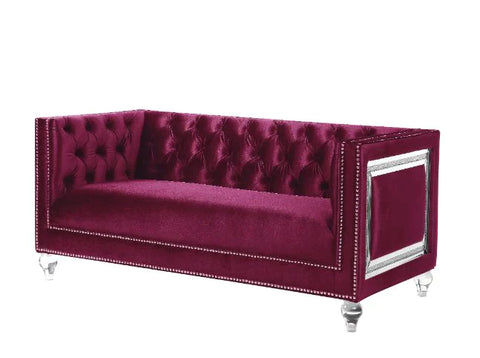 Heibero Burgundy Velvet Loveseat Model 56896 By ACME Furniture