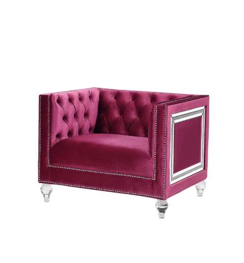 Heibero Burgundy Velvet Chair Model 56897 By ACME Furniture
