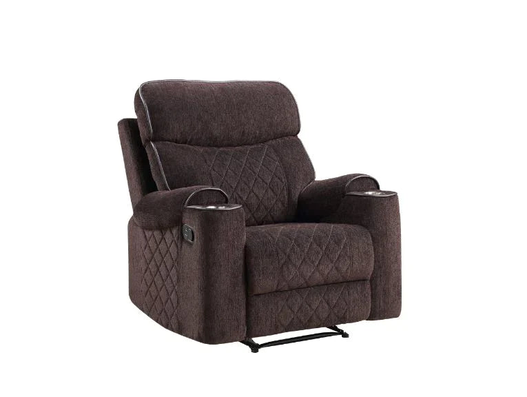 Aulada Chocolate Fabric Glider Recliner Model 56907 By ACME Furniture