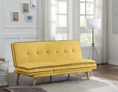 Savilla Yellow Linen & Oak Finish Futon Model 57160 By ACME Furniture