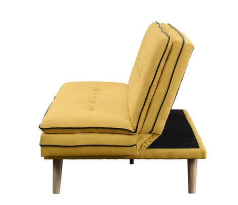 Savilla Yellow Linen & Oak Finish Futon Model 57160 By ACME Furniture