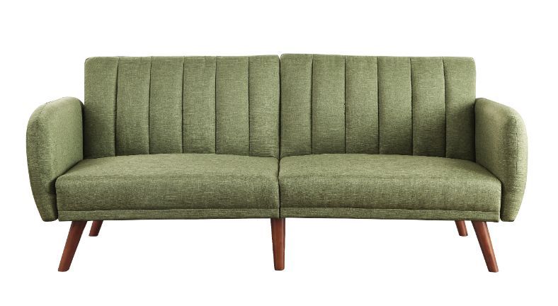 Bernstein Green Linen & Walnut Finish Futon Model 57194 By ACME Furniture