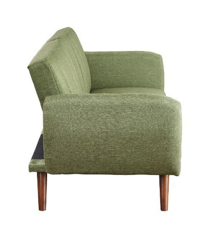 Bernstein Green Linen & Walnut Finish Futon Model 57194 By ACME Furniture