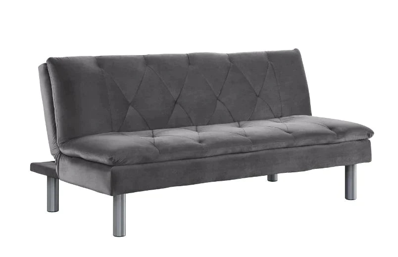 Cilliers Gray Velvet & Chrome Finish Futon Model 57195 By ACME Furniture