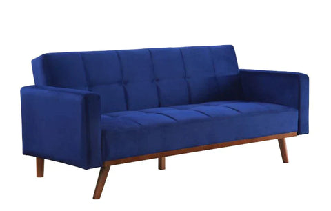 Tanitha Blue Velvet & Natural Finish Futon Model 57205 By ACME Furniture