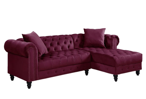 Adnelis Red Velvet Sectional Sofa Model 57315 By ACME Furniture
