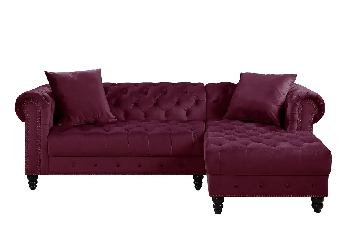 Adnelis Red Velvet Sectional Sofa Model 57315 By ACME Furniture