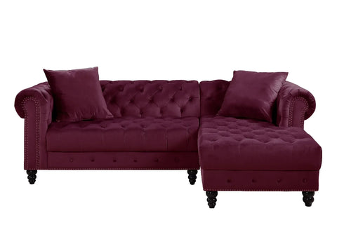 Adnelis Red Velvet Sectional Sofa Model 57315 By ACME Furniture