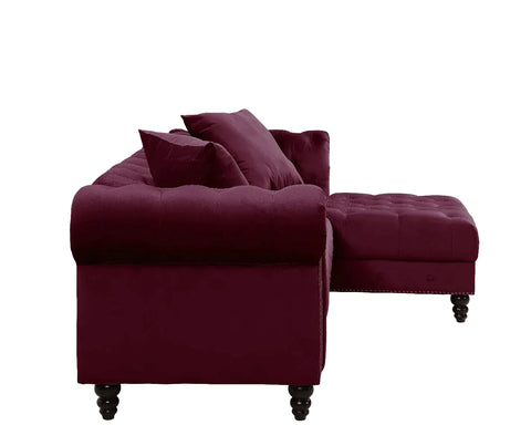 Adnelis Red Velvet Sectional Sofa Model 57315 By ACME Furniture