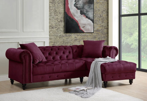 Adnelis Red Velvet Sectional Sofa Model 57315 By ACME Furniture